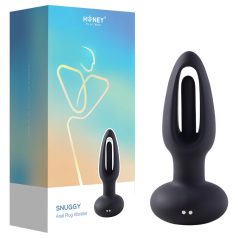 Honey Play Box Snuggy - analni vibrator z jezičkom - črna