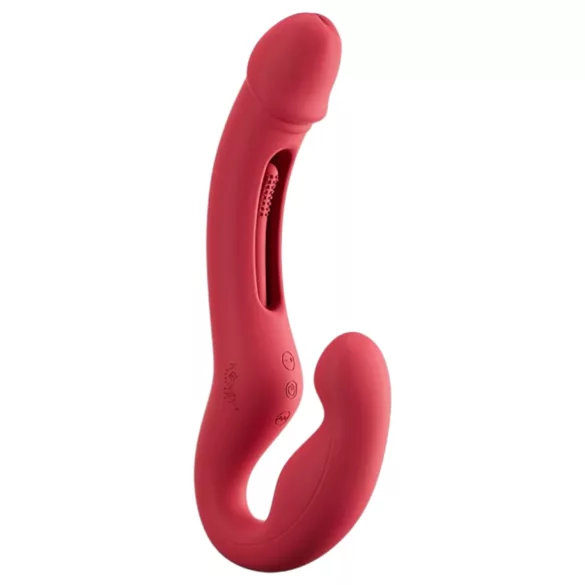 Honey Play Box Harmony Duo - strap-on vibrator z jezikom - rdeč