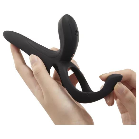 Honey Play Box Pleasure Pivot - vibracijski obroč za penis in moda z upravljanjem prek aplikacije za moške (črn)