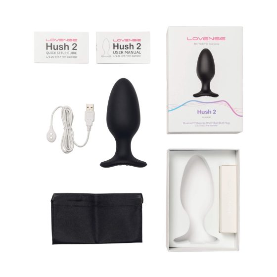 LOVENSE Hush 2 L - majhen analni vibrator za polnjenje (57 mm) - črn