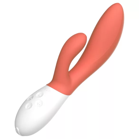 LELO Ina 3 - polnilni vodoodporni vibrator za dvojno stimulacijo - koralna barva