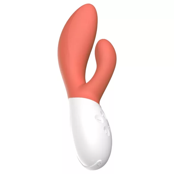 LELO Ina 3 - polnilni vodoodporni vibrator za dvojno stimulacijo - koralna barva