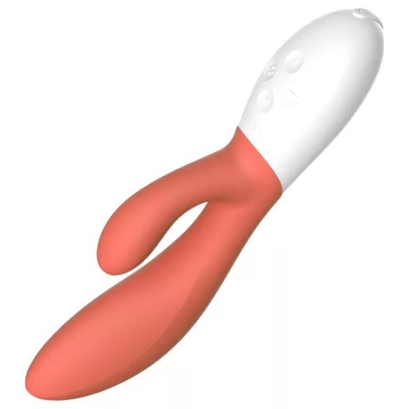 LELO Ina 3 - polnilni vodoodporni vibrator za dvojno stimulacijo - koralna barva