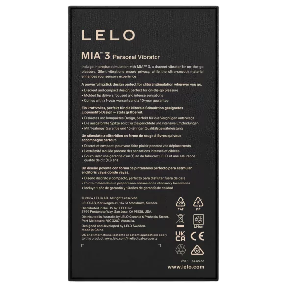 LELO Mia 3 - mini vibrator v obliki šminke - črna