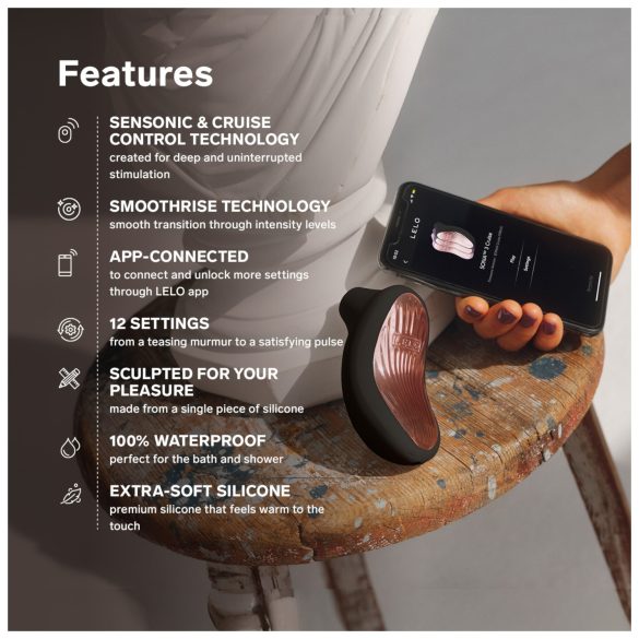 LELO - stimulátor za klitoris z zvočnimi valovi - črna