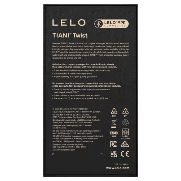 LELO Tiani Twist - pametni vibrator za pare (rožnat)