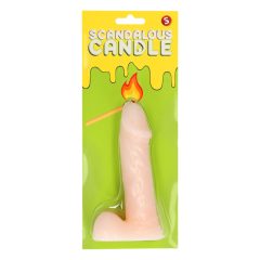 Scandalous - sveča - penis s testisi - naravna (133g)