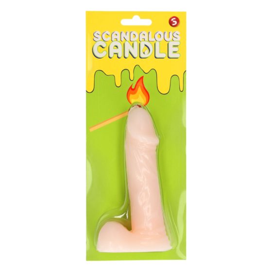 Scandalous - sveča - penis s testisi - naravna (133g)