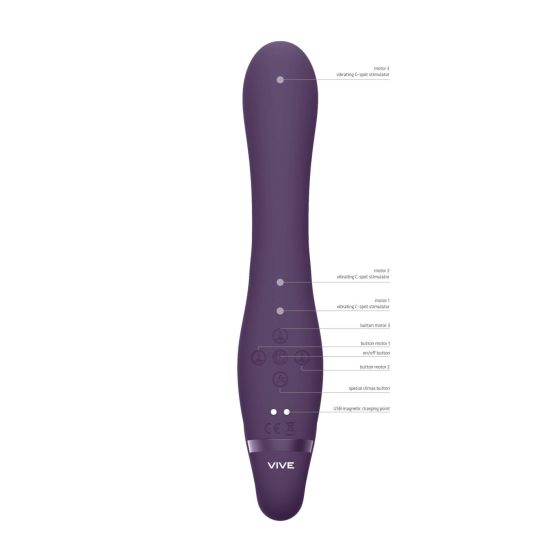 Vive Suki - vibrator brez naramnic za polnjenje s stimulatorjem klitorisa zajčka (vijolična)
