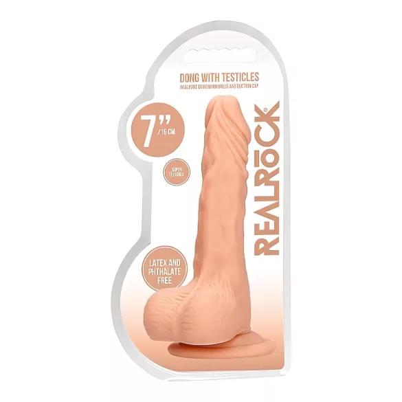 RealRock - realistični dildo s testisi - 17 cm - naravna barva