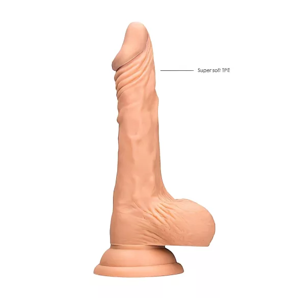 RealRock - realistični dildo s testisi - 17 cm - naravna barva