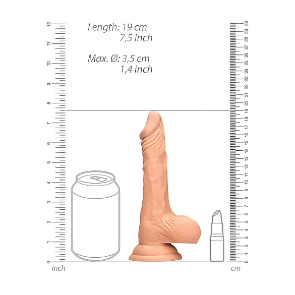 RealRock - realistični dildo s testisi - 17 cm - naravna barva