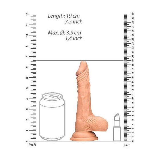 RealRock Dong 7 - realistični dildo s testisi (17 cm) - naravni