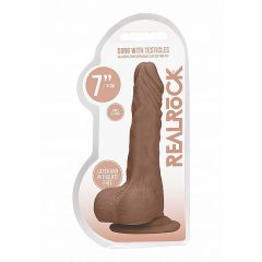   RealRock Dong 7 - realistični dildo s testisi (17 cm) - temno naraven