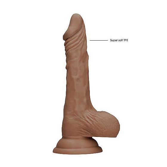 RealRock Dong 7 - realistični dildo s testisi (17 cm) - temno naraven