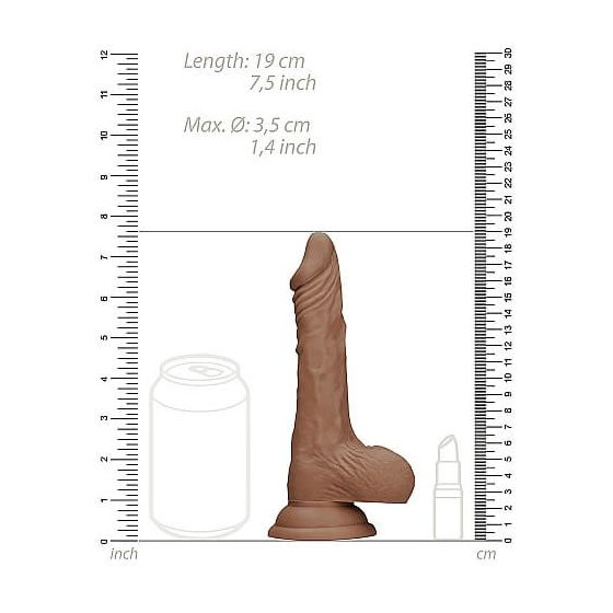 RealRock Dong 7 - realistični dildo s testisi (17 cm) - temno naraven