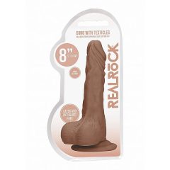   RealRock Dong 8 - realistični dildo s testisi (20 cm) - temno naraven