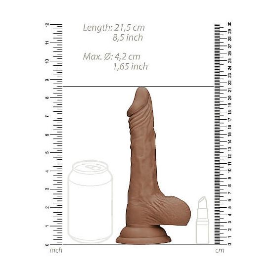RealRock Dong 8 - realistični dildo s testisi (20 cm) - temno naraven