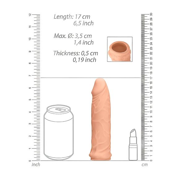 RealRock - podaljšek za penis - 17 cm - naravna barva