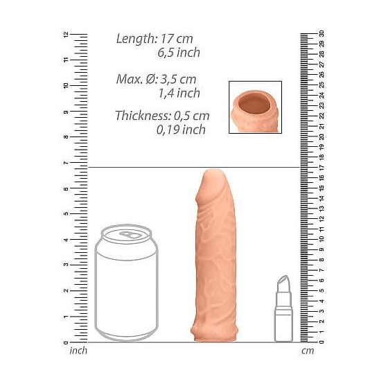 RealRock Penis Sleeve 6 - ovoj za penis (17 cm) - naravni