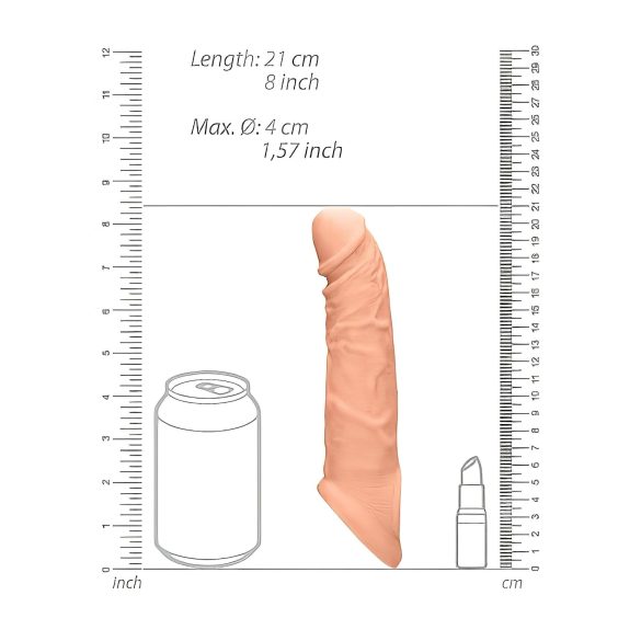 RealRock - penis rokav - 21 cm - naravno