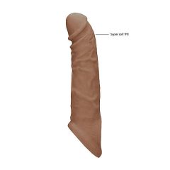   RealRock Penis Sleeve 8 - ovoj za penis (21 cm) - temno naraven