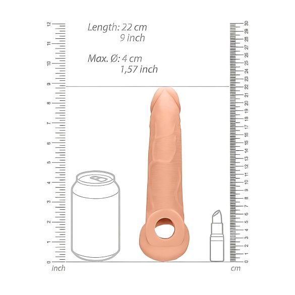 RealRock - podaljšek za penis - 21,5 cm - naravna barva