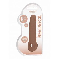   RealRock Penis Sleeve 9 - ovoj za penis (21,5 cm) - temno naraven