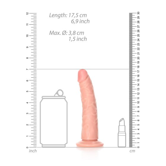 RealRock Slim - lepljiv, realističen dildo - 15,5 cm (naravni)