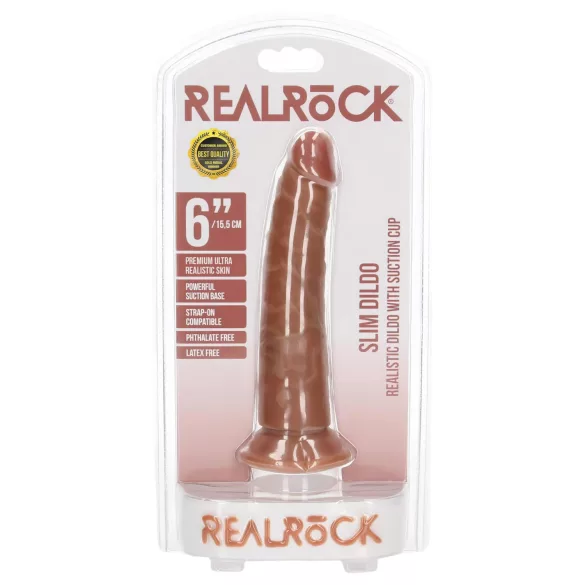 RealRock - realistični dildo 15,5 cm - temna naravna barva