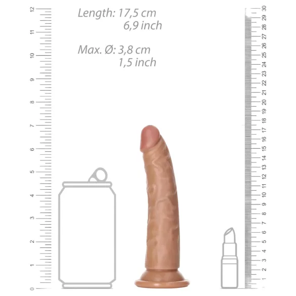 RealRock - realistični dildo 15,5 cm - temna naravna barva