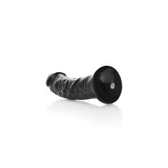   RealRock Curved - ukrivljeni realistični dildo z lepljivimi nogami - 15,5 cm (črn)
