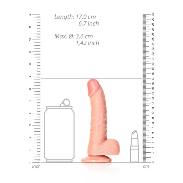 RealRock - realistični dildo s priseskom - 15,5 cm - natur