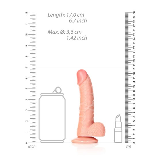 RealRock Curved - realistični dildo s testisi - 15,5 cm (naravni)