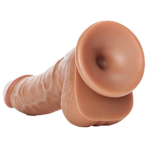 RealRock - Prisesalni dildo z modniki - 15,5 cm (temno naravna)