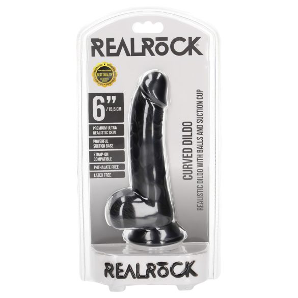 RealRock - realistični dildo z priseskom - 15,5 cm - črn