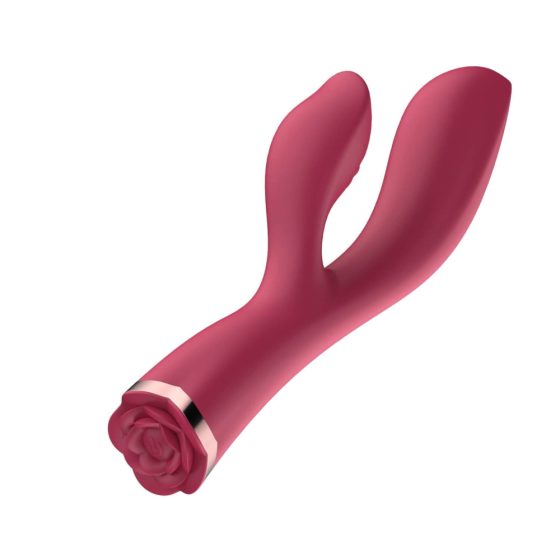 Raytech Rose - Vodoodporni vibrator z rogom za polnjenje (rdeč)