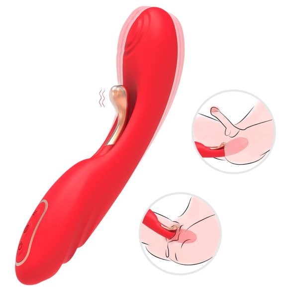 Bestoy - vibrator za G-točko z jezičkom - rdeč