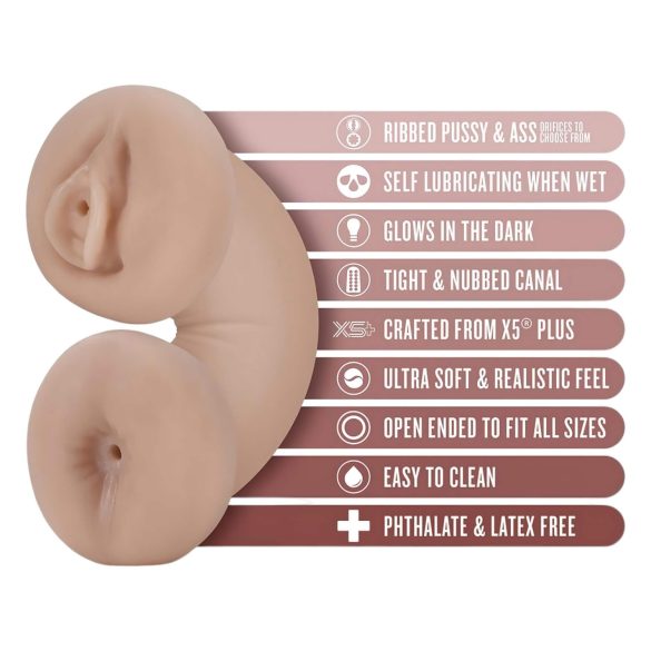 Enlust Tasha - vagina in anus lutka s svetlobnim učinkom - naravna barva