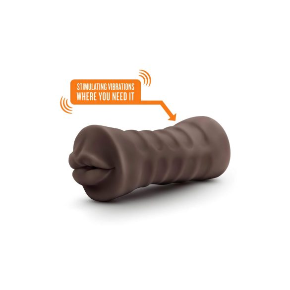 Enlust Krystal - vibratorna umetna usta z MI slikami - rjava