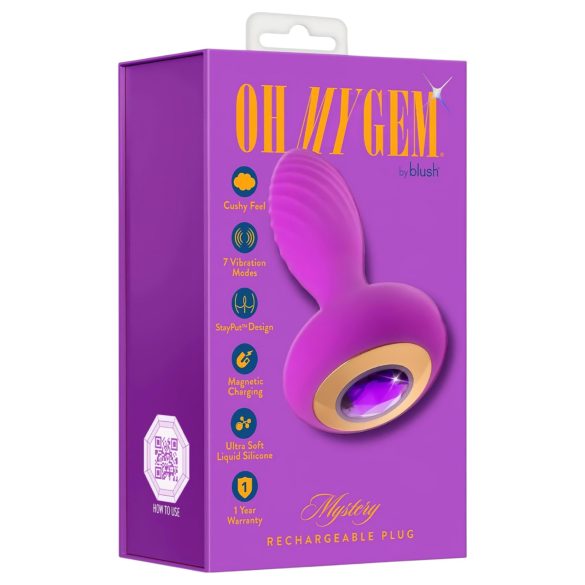 Oh My Gem - analni čep z vibracijo - vijoličen - kamen