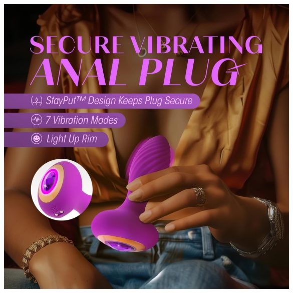 Oh My Gem - analni čep z vibracijo - vijoličen - kamen