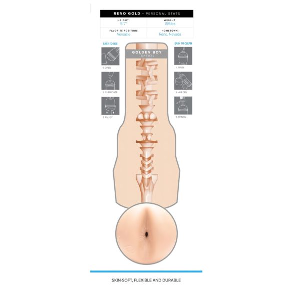 Fleshjack Reno Gold - masturbator z realističnimi zadnjico - natur