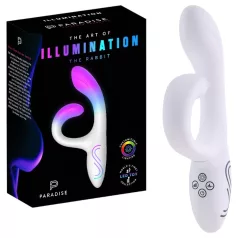   Paradise Illumination - svetleči vibrator z ročico za klitoris (bel)