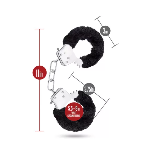 Temptasia Cuffs - mehke lisice - pliš - črna