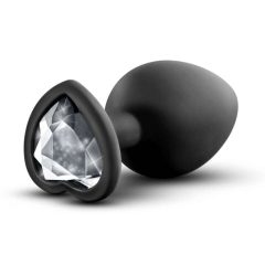 Temptasia S - analni dildo s srebrnimi kamni (črn) - majhen
