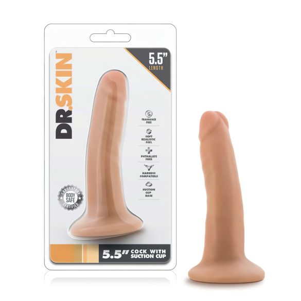 Dr. Skin - realistični dildo s priseskom - naravna barva 14 cm