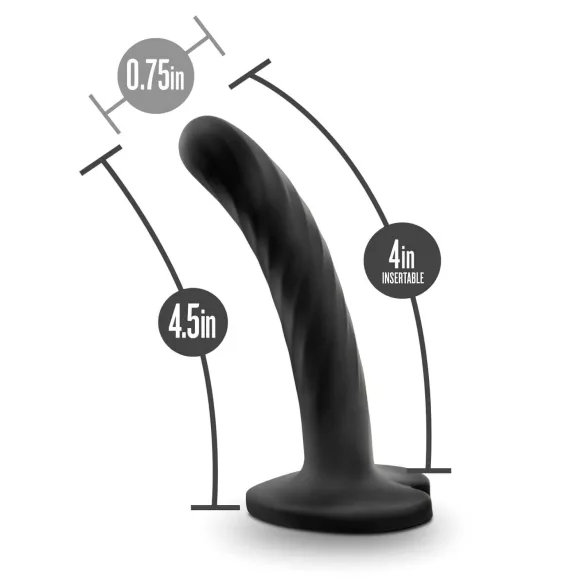 Temptasia Twist Small - dildo z priseskom, zavit (črn)
