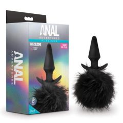   Anal Adventures Platinum - analni dildo z zajčjim repom (črn)