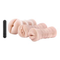   M For Men 3 Pack - komplet vibracijskih masturbatorjev (naravni)